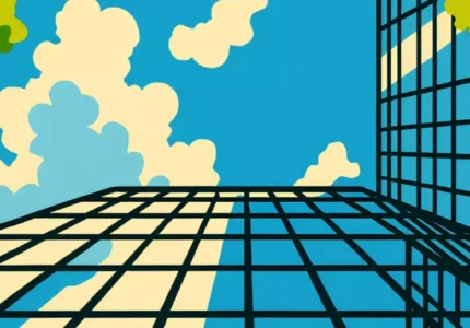 Sky with trees and building