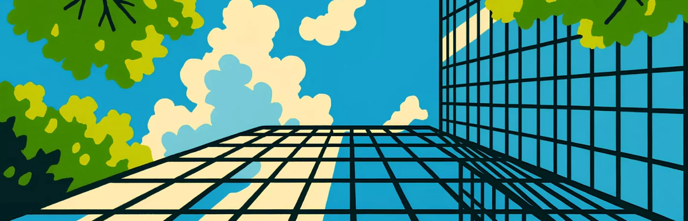 Sky with trees and building